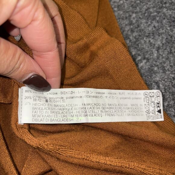 NWT Zara Mens Size XL Brown Lightweight V- Neck Pullover Sweater - Picture 7 of 7